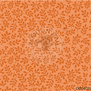 Tecido Tricoline Folhinhas Laranja