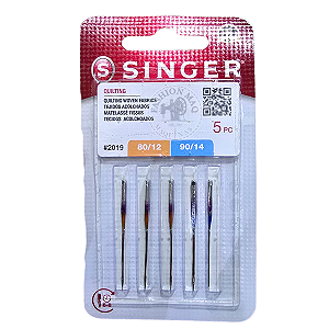 Agulha Singer Doméstica 2019 Própria P/ Quilting Sortida 12/14 C/5Un