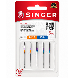 Agulha Singer Nº 2019 Sortida 12-14 p/ Quilting Máquina Doméstica - Cartela c/ 5un