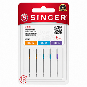 Agulha Singer Doméstica P/ Costurar Malha 2045 Nº12/14/16 Pct C/ 5un
