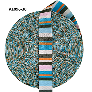 Alça Acetinada Estampada Cor 96 Piramidal Dupla Face 30mm - Toque Macio e Alta Resistência