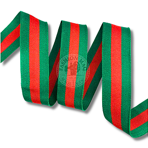 Fita de Gorgurão 30mm Verde/Vermelho 2 metros
