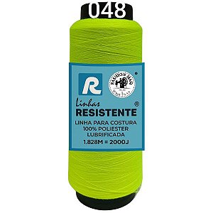 Linha de Costura Cor 048 Fluor 2000J (1.828m) Gramatura 120 Tex 27 Marca Resistente 100% Poliéster