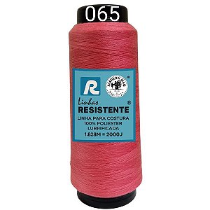 Linha de Costura Cor 065 Goiaba 2000J (1.828m) Gramatura 120 Tex 27 Marca Resistente 100% Poliéster