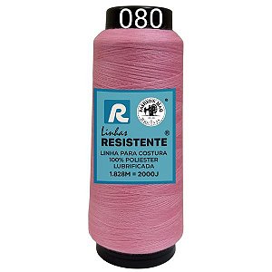 Linha de Costura Cor 080 Frenesi 2000J (1.828m) Gramatura 120 Tex 27 Marca Resistente 100% Poliéster