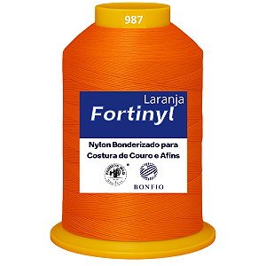 Linha de Nylon Bonfio Gramatura 60 (100% Poliamida) Cor Laranja - Para Costura de Couro e Afins