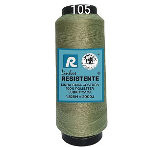 Linha de Costura Cor 105 Oliva 2000J (1.828m) Gramatura 120 Tex 27 Marca Resistente 100% Poliéster