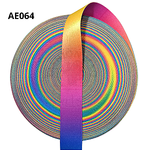Alça Acetinada Estampada Cor 64 Degradê Colorido 30mm - Toque Macio e Alta Resistência