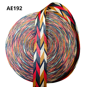 Alça Acetinada Estampada Cor 192 Mosaico Vinho 30mm - Toque Macio e Alta Resistência