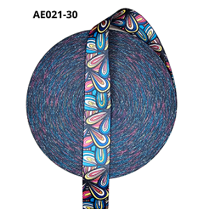 Alça Acetinada Estampada Cor 21 Pétalas 30mm - Toque Macio e Alta Resistência