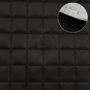 Nylon Emborrachado Puffer Estruturado Preto Matelassado 50cm x 1,40mt