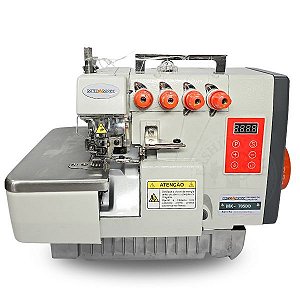 Máquina de Costura Industrial Interloque Mega Mak 705 Direct Drive 220V com LED, e Mesa Completa