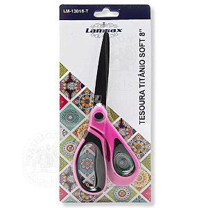 Tesoura Lanmax Titanio 8 Polegadas Rosa Cabo Soft - Conforto e Precisão no Corte