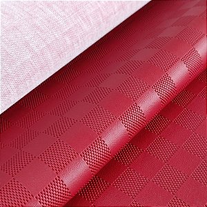 Sintético Xadrez 0.8mm Vermelho com Fundo de Malha 0,50cm x 1,40mt