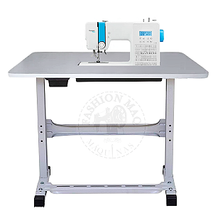 Mesa Para Máquina de Costura Doméstica Modelo Elgin Premium Plus JX-11000 com Gaveta - Compensada e Ferragem Reforçada