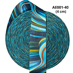 Alça Acetinada Estampada Cor 001 Ondas Psicodélicas 40mm (4cm) - Toque Macio e Alta Resistência