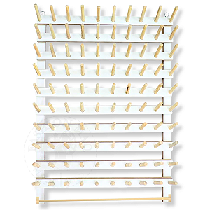 Suporte para 100 Cones de Linhas com Porta Viés de Madeira Resistente