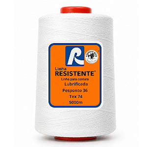 Linha Resistente 000/36 Branco 5000m Pesponto Gramatura 200 Tex 74 Marca Resistente 100% Poliéster