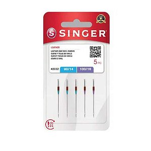 Agulha Singer Doméstica P/ Costurar Materiais Sintéticos 2032 Nº14/16 Pct C/ 5un