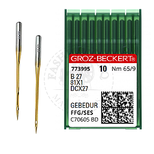 Agulha Groz Beckert Overloque DCx27 Nº09 Dourada Gebedur