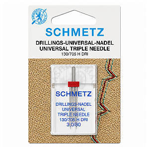 Agulha Schmetz Doméstica P/ Costura Tripla 130/705 H-Dri 3-0/80