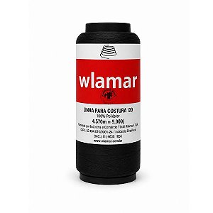 Linha de Costura Wlamar 120 Preta Cor 004 5000 Jardas / 4.570m 100% Poliéster