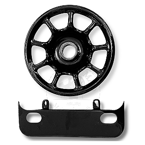 Volante + Base Longa P/ Singer / Elgin Std - Pretinha 15C 15x30 Raiado - All Black
