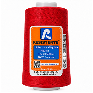 Linha Resistente 035/80 Vermelho Tex 40 5000m para Máquina Picueta 100% Poliéster