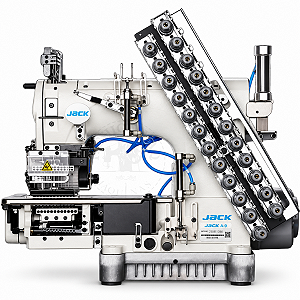 Máquina de Costura Industrial Elastiqueira Jack Eletrônica Pneumática Cilíndrica 12 Agulhas JK8009 220v - Essencial
