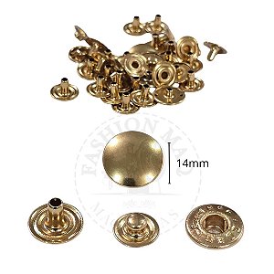 Botão Colchete de Pressão Nº14 Dourado Banho Newault 14mm com 50 Unidades