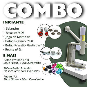 Combo Balancim Kit Iniciante – Matrizes + Botões + Rebites + Base MDF