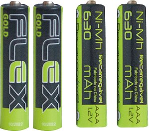 Pilha Recarregavel AAA 630mAh Flex FX-AAA63LB4 Palito