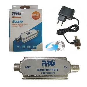 Amplificador de Sinal de TV Digital Booster 40dB Proeletronic PQBT-4000LTE com Filtro 4G