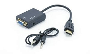 Conversor HDMI para VGA com Áudio P2 Adaptador Hdmi Para Vga