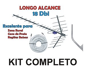 Antena Digital Externa para Tv Proeletronic Yagi PROHD-1118 com 10mt cabo coaxial e Suporte Completo