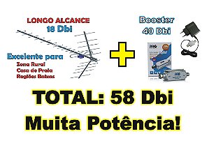 Antena Digital Externa para Tv Proeletronic Yagi PROHD-1118 com Amplificador Booster 40db PQBT-4000LTE