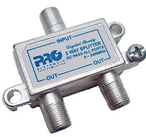 Divisor de Sinal com 2 Saidas de Alta Frequencia para Antena de TV Splitter 5-2400 MHz Proeletronic