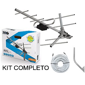 Antena Digital Externa 4K Yagi para TV - Alta Ganho de Sinal 10 Dbi - Proeletronic  PROHD-1110/02 - Kit Completo