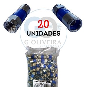 Conector Rg6 De Compressão Profissional para Cabo Coaxial 20 unidades - Proeletronic