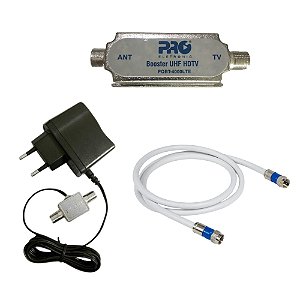 Amplificador de Sinal Digital Booster 40dB + 1 Metro cabo coaxial crimpado - Proeletronic