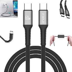 Cabo Tipo C Usb C Turbo Carregamento Rapido 60w 2m Reforçado