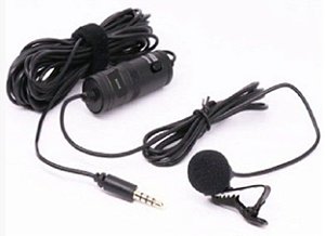 Microfone Lapela Profissional Boya BY-M1 Omnidirecional Para Celular e Camera Plug P3 Cabo 6m