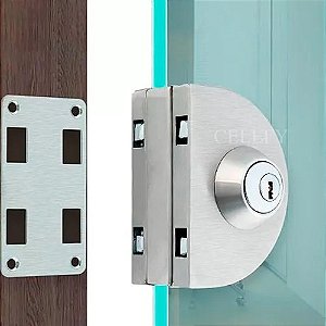 Fechadura Inox Para Vidro/alvenaria Porta de Vidro Pressão