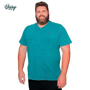 Camiseta Gola em V Manga Curta Plus Size