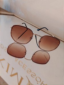 OCULOS EXAGONAL DOURADO E MARROM DEGRADE