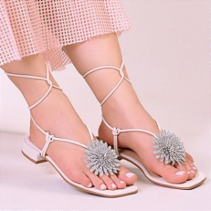 SANDALIA FLOR AMARRAÇÃO OFF WHITE
