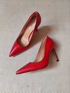 SCARPIN CELINE VERMELHO COURO 10CM