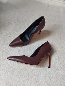 SCARPIN CELINE MARROM COURO 10CM