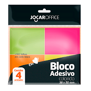 Bloco Adesivo 38X50 Neon Jocar 100 Fls