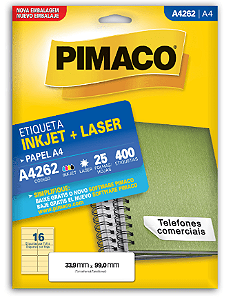 Etiqueta Ink-Jet A4262 A4 33,9x99 PIMACO